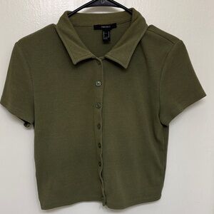 Forever 21 Olive Button-Down Collared Shirt